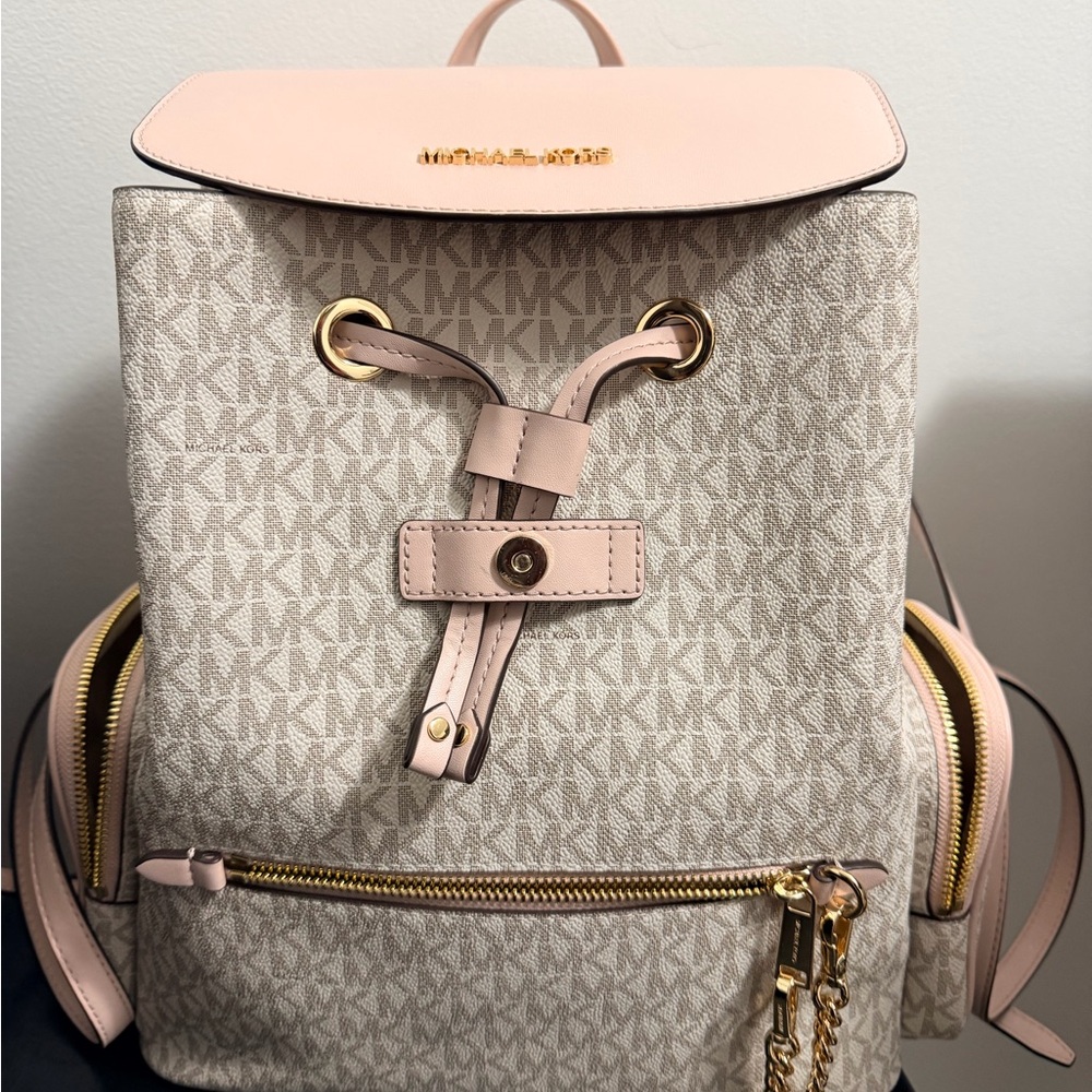 Michael Kors Blush and Cream Signature Backpack